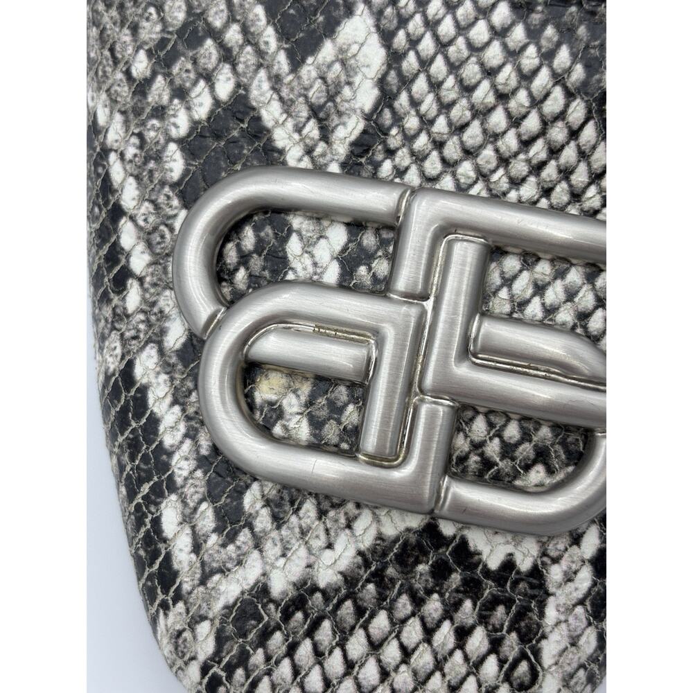 Balenciaga Cosy BB Mules Snake Grey Cream Size 37 / 7 Square Toe Luxury Logo - Picture 14 of 15